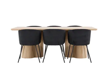 Olivia Matgrupp 210 cm Rektangulär med 6 Berit stolar - Whitewash/Svart - Möbler - Bord & matgrupp - Matgrupp