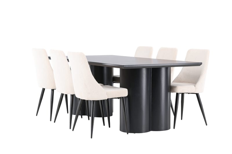 Olivia Matgrupp 210 cm Rektangulär med 6 Leone stolar - Svart/Beige - Möbler - Bord & matgrupp - Matgrupp