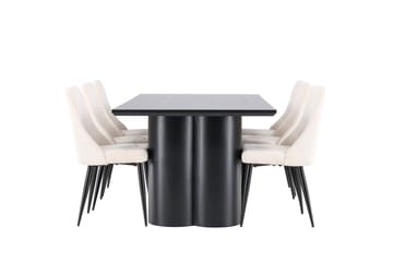 Olivia Matgrupp 210 cm Rektangulär med 6 Leone stolar - Svart/Beige - Möbler - Bord & matgrupp - Matgrupp