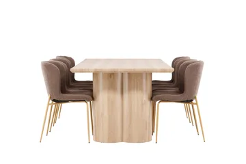 Olivia Matgrupp 210 cm Rektangulär med 6 Modesto stolar - Whitewash/Brun - Möbler - Bord & matgrupp - Matgrupp