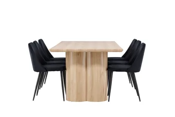 Olivia Matgrupp 210 cm Rektangulär med 6 Night stolar - Whitewash/Svart - Möbler - Bord & matgrupp - Matgrupp