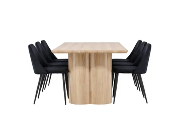 Olivia Matgrupp 210 cm Rektangulär med 6 Night stolar - Whitewash/Svart - Möbler - Bord & matgrupp - Matgrupp