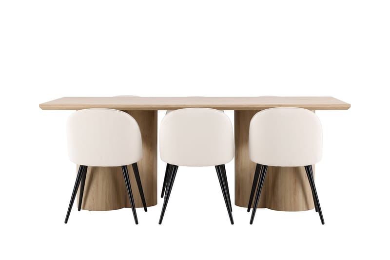 Olivia Matgrupp 210 cm Rektangulär med 6 Velvet stolar - Whitewash/Beige - Möbler - Bord & matgrupp - Matgrupp