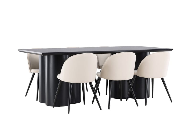 Olivia Matgrupp 210 cm Rektangulär med 6 Velvet stolar - Möbler - Bord & matgrupp - Matgrupp