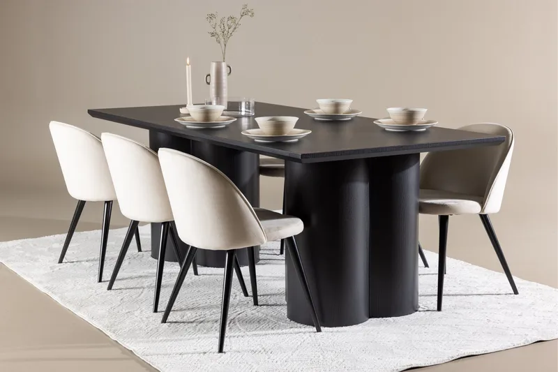 Olivia Matgrupp 210 cm Rektangulär med 6 Velvet stolar - Möbler - Bord & matgrupp - Matgrupp
