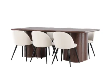Olivia Matgrupp 210 cm Rektangulär med 6 Velvet stolar - Möbler - Bord & matgrupp - Matgrupp