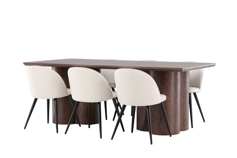 Olivia Matgrupp 210 cm Rektangulär med 6 Velvet stolar - Möbler - Bord & matgrupp - Matgrupp