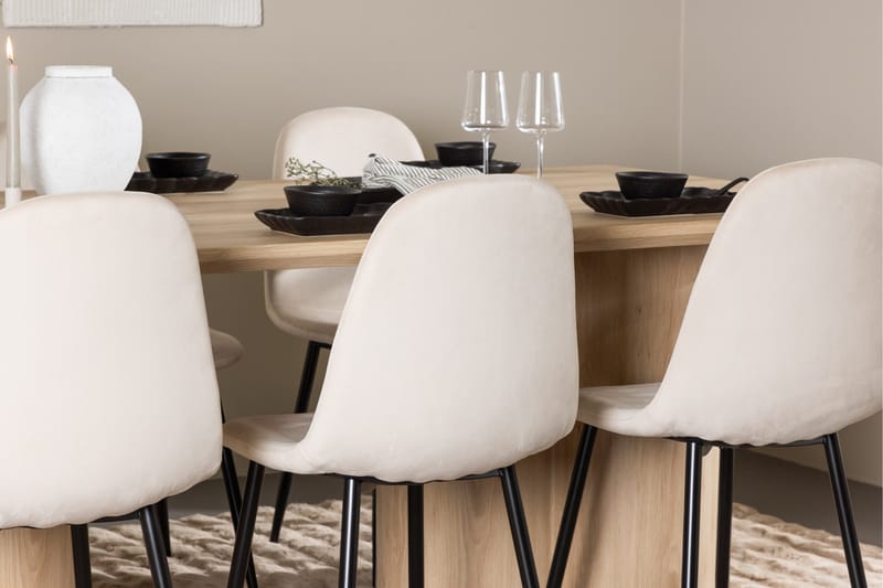 Olivia Matgrupp 210 cm Rektangulär med 6 Polar stolar - Whitewash/Beige - Möbler - Bord & matgrupp - Matgrupp