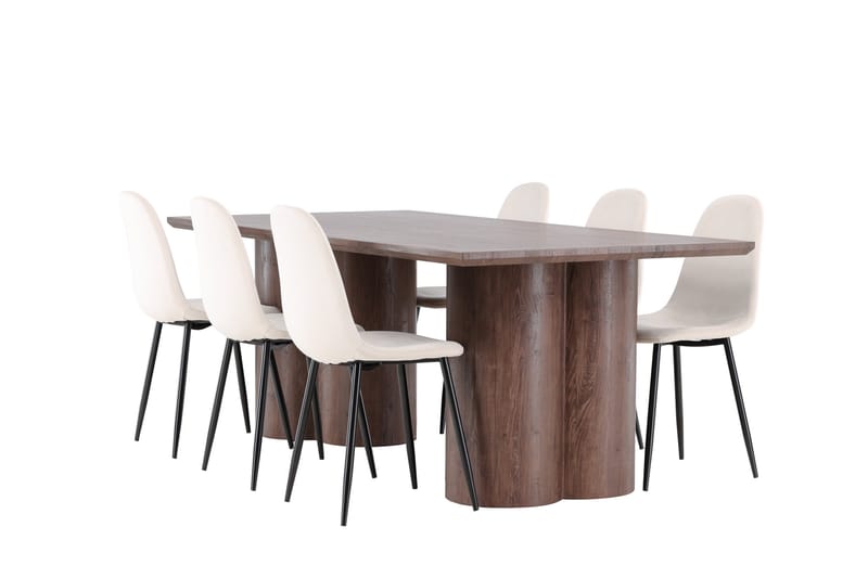 Olivia Matgrupp 210 cm Rektangulär med 6 Polar stolar - Mocca/Beige - Möbler - Bord & matgrupp - Matgrupp