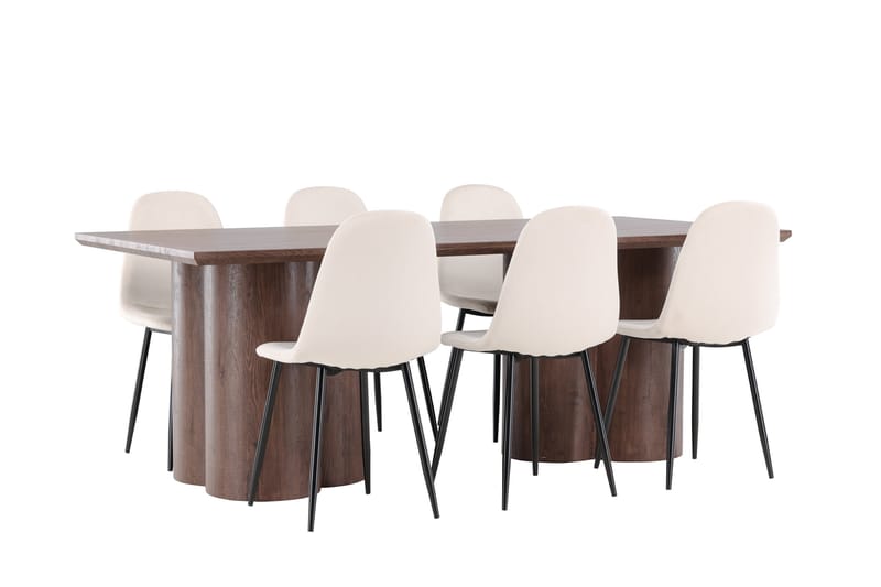 Olivia Matgrupp 210 cm Rektangulär med 6 Polar stolar - Mocca/Beige - Möbler - Bord & matgrupp - Matgrupp