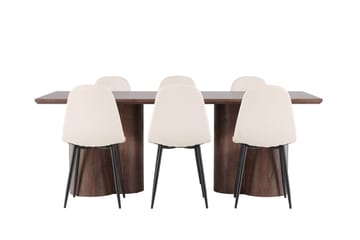 Olivia Matgrupp 210 cm Rektangulär med 6 Polar stolar - Mocca/Beige - Möbler - Bord & matgrupp - Matgrupp
