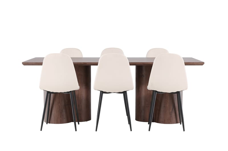 Olivia Matgrupp 210 cm Rektangulär med 6 Polar stolar - Mocca/Beige - Möbler - Bord & matgrupp - Matgrupp