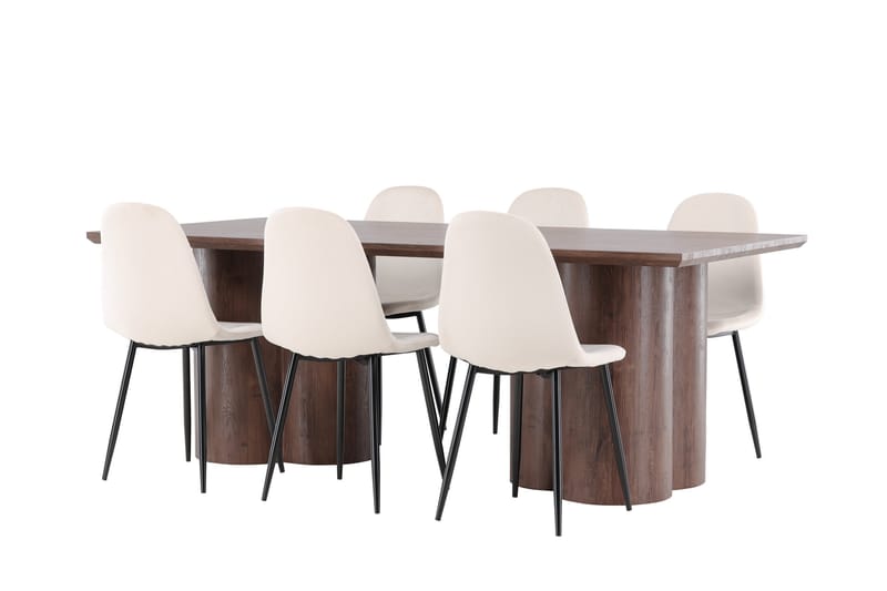 Olivia Matgrupp 210 cm Rektangulär med 6 Polar stolar - Mocca/Beige - Möbler - Bord & matgrupp - Matgrupp