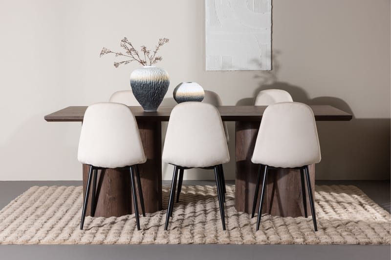 Olivia Matgrupp 210 cm Rektangulär med 6 Polar stolar - Mocca/Beige - Möbler - Bord & matgrupp - Matgrupp