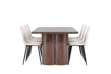 Olivia Matgrupp 210 cm Rektangulär med 6 Polar stolar - Mocca/Beige - Möbler - Bord & matgrupp - Matgrupp