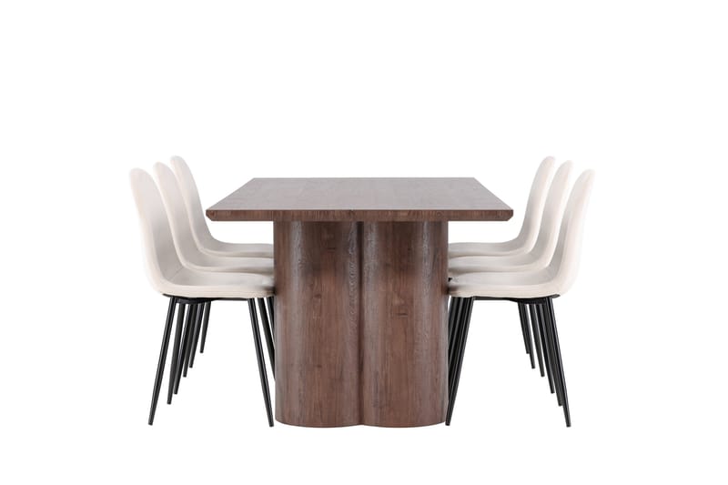 Olivia Matgrupp 210 cm Rektangulär med 6 Polar stolar - Mocca/Beige - Möbler - Bord & matgrupp - Matgrupp