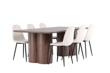 Olivia Matgrupp 210 cm Rektangulär med 6 Polar stolar - Mocca/Beige - Möbler - Bord & matgrupp - Matgrupp