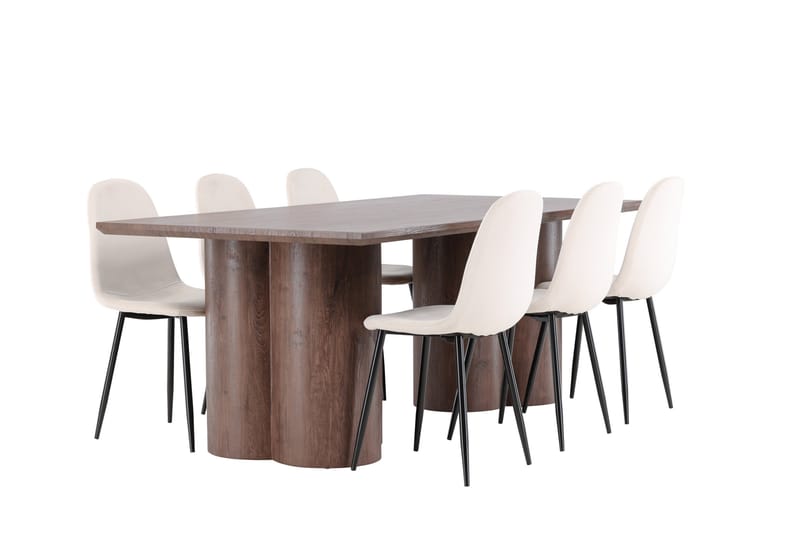 Olivia Matgrupp 210 cm Rektangulär med 6 Polar stolar - Mocca/Beige - Möbler - Bord & matgrupp - Matgrupp