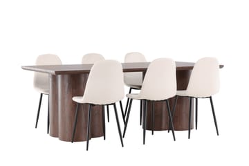 Olivia Matgrupp 210 cm Rektangulär med 6 Polar stolar - Mocca/Beige - Möbler - Bord & matgrupp - Matgrupp