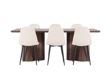 Olivia Matgrupp 210 cm Rektangulär med 6 Polar stolar - Mocca/Beige - Möbler - Bord & matgrupp - Matgrupp