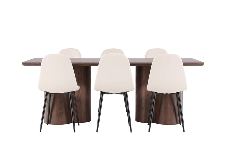 Olivia Matgrupp 210 cm Rektangulär med 6 Polar stolar - Mocca/Beige - Möbler - Bord & matgrupp - Matgrupp