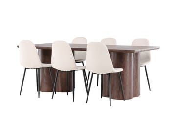 Olivia Matgrupp 210 cm Rektangulär med 6 Polar stolar - Mocca/Beige - Möbler - Bord & matgrupp - Matgrupp