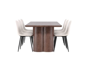 Olivia Matgrupp 210 cm Rektangulär med 6 Polar stolar - Mocca/Beige - Möbler - Bord & matgrupp - Matgrupp