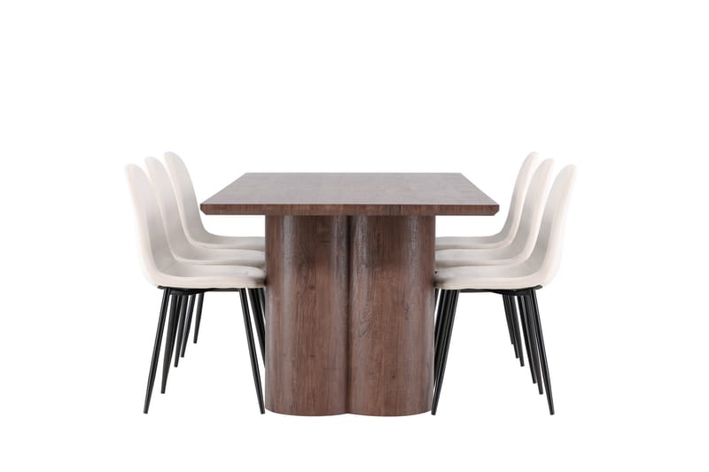 Olivia Matgrupp 210 cm Rektangulär med 6 Polar stolar - Mocca/Beige - Möbler - Bord & matgrupp - Matgrupp
