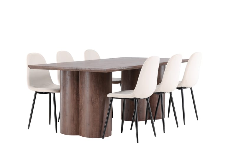 Olivia Matgrupp 210 cm Rektangulär med 6 Polar stolar - Mocca/Beige - Möbler - Bord & matgrupp - Matgrupp