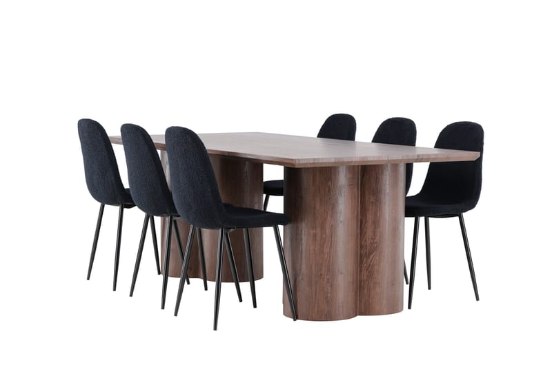 Olivia Matgrupp 210 cm Rektangulär med 6 Polar stolar - Mocca/Svart - Möbler - Bord & matgrupp - Matgrupp