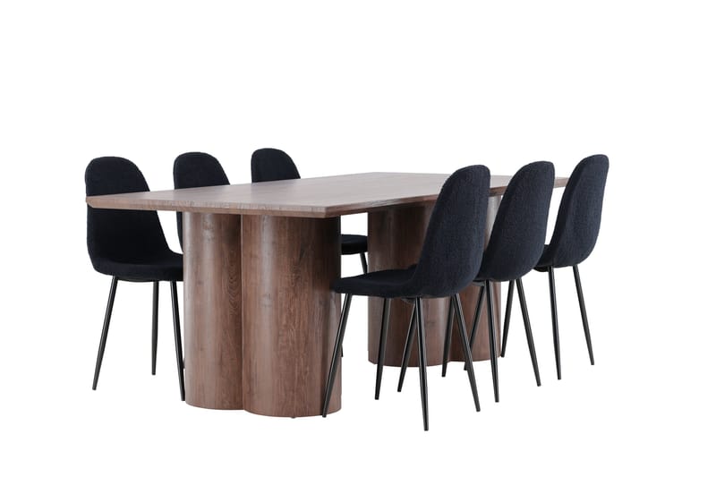 Olivia Matgrupp 210 cm Rektangulär med 6 Polar stolar - Mocca/Svart - Möbler - Bord & matgrupp - Matgrupp