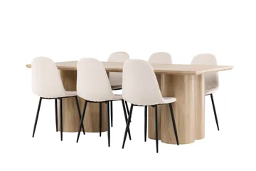Olivia Matgrupp 210 cm Rektangulär med 6 Polar stolar - Whitewash/Beige - Möbler - Bord & matgrupp - Matgrupp