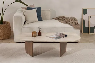 Omari Soffbord 130 cm - Travertin och valnöt - Möbler - Bord & matgrupp - Soffbord