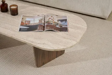 Omari Soffbord 130 cm - Travertin och valnöt - Möbler - Bord & matgrupp - Soffbord