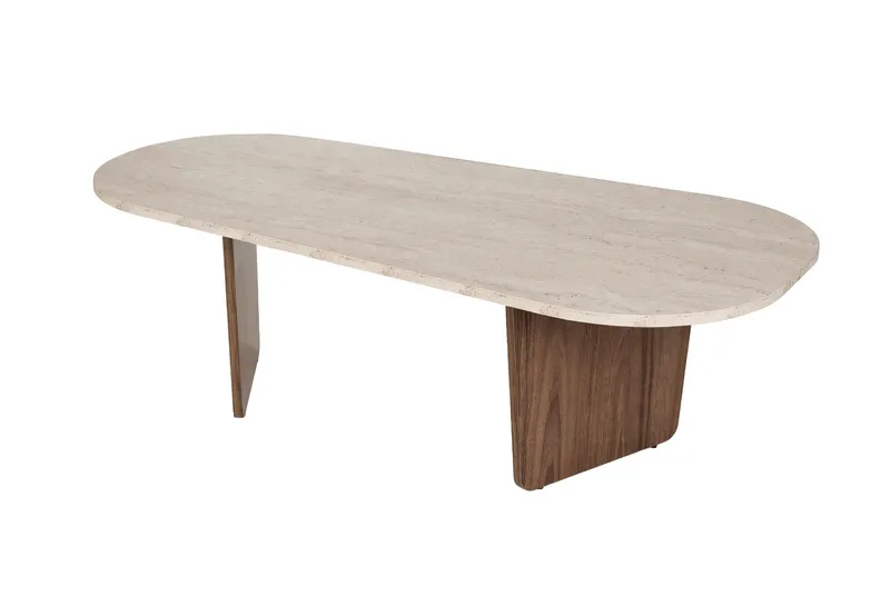 Omari Soffbord 130 cm - Travertin och valnöt - Möbler - Bord & matgrupp - Soffbord