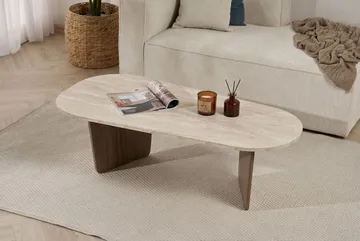 Omari Soffbord 130 cm - Travertin och valnöt - Möbler - Bord & matgrupp - Soffbord