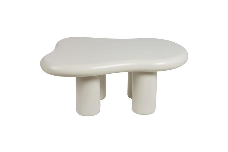 Ondle Asymmetriskt Soffbord 92 cm i Trä med Organisk Form, Vit