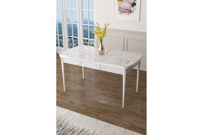 Ostwerwal Matbord 132 cm Rektangulär - Vit Marmor/Vit - Möbler - Bord & matgrupp - Matbord & köksbord