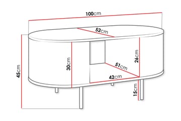 Pantego Ovalt Soffbord 100 cm med Hyllor och Marmormönstrad Skiva i Trä - Svart - Möbler - Bord & matgrupp - Soffbord
