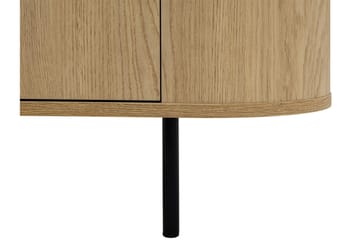 Pantego Ovalt Soffbord 100 cm med Hyllor och Marmormönstrad Skiva i Trä - Svart - Möbler - Bord & matgrupp - Soffbord