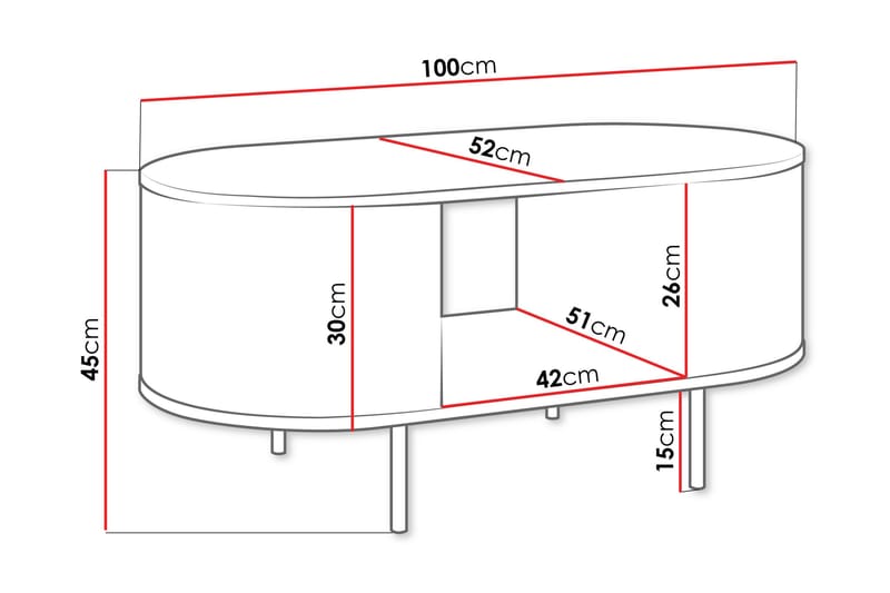 Pantego Soffbord 100x52 cm - Brun - Möbler - Bord & matgrupp - Soffbord