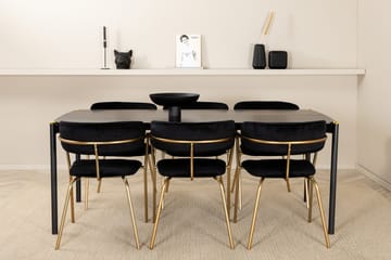 Pelle Matgrupp 190 cm Rektangulär med 6 Arrow stolar - Svart/Guld - Möbler - Bord & matgrupp - Matgrupp