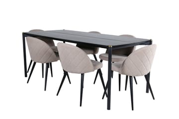 Pelle Matgrupp 190 cm Rektangulär med 6 Velvet stolar