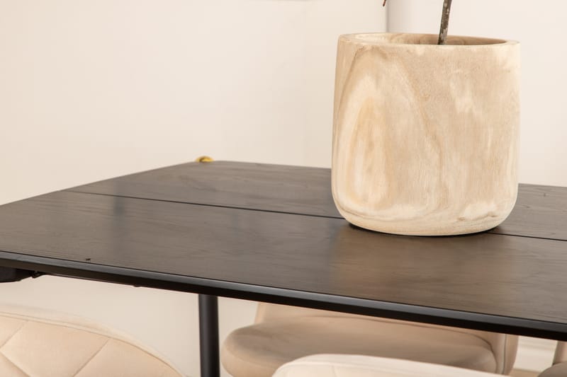 Pelle Matgrupp 190 cm Rektangulär med 6 Velvet stolar - Beige - Möbler - Bord & matgrupp - Matgrupp