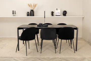 Pelle Matgrupp 190 cm Rektangulär med 6 Wrinkles stolar - Svart - Möbler - Bord & matgrupp - Matgrupp