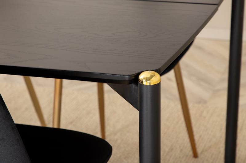 Pelle Matgrupp 190 cm Rektangulär med 6 Polar stolar - Svart/Guld - Möbler - Bord & matgrupp - Matgrupp