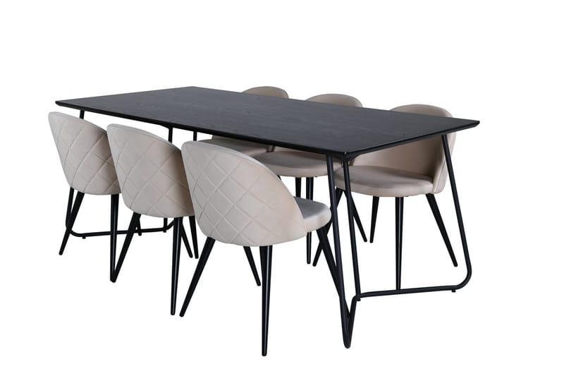 Petra Matbord 190 cm med 6 Velvet Stitches Matstol - Möbler - Bord & matgrupp - Matgrupp