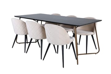 Petra Matbord 190 cm med 6 Velvet Stitches Matstol - Möbler - Bord & matgrupp - Matgrupp