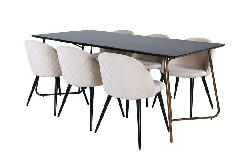 Petra Matbord 190 cm med 6 Velvet Stitches Matstol - Möbler - Bord & matgrupp - Matgrupp
