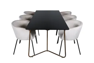 Petra Matgrupp 190 cm Rektangulär med 6 Berit stolar - Beige - Möbler - Bord & matgrupp - Matgrupp